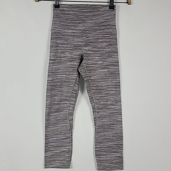 Lululemon Align Crop 21" Mini Space Dye Herringbone Jacquard Heather Black Sz 4